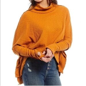 NEW Free People we the free Moon Daisy Pullover in Mustard Yellow Sunbaby Small